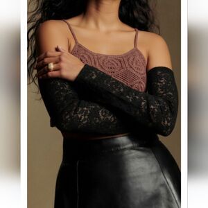 Zara brown cropped crochet top size s